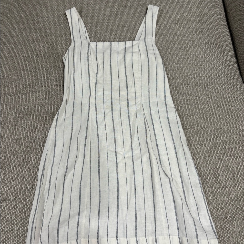 Old Navy White Midi Dress with Navy Stripe